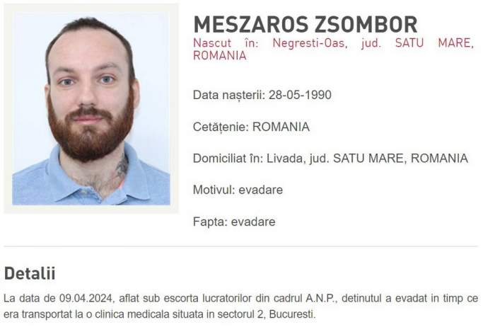 Semnalmentele criminalului evadat cu detalii