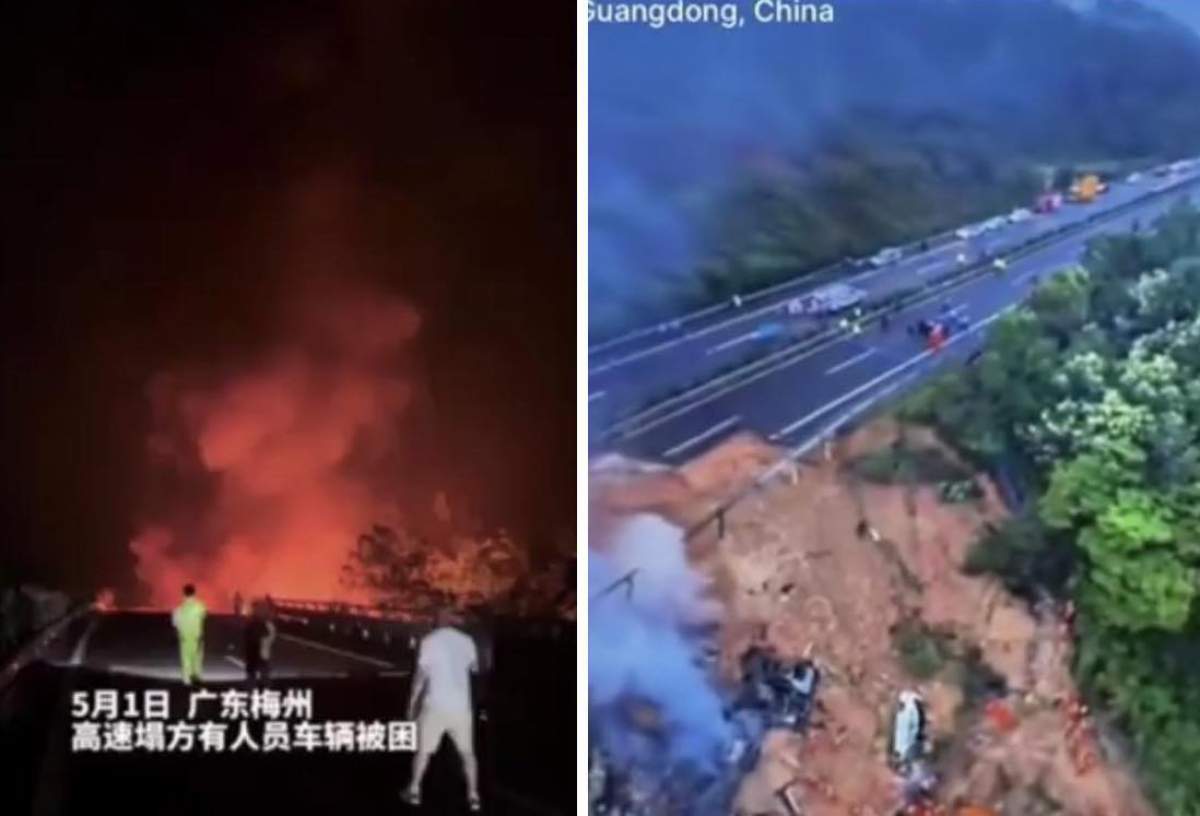 Colaj cu tragedia din China, de pe o autostradă Colaj cu tragedia din China