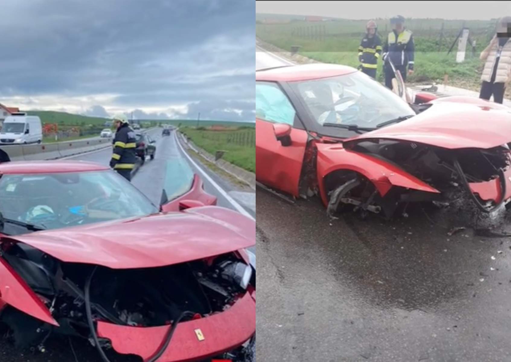 colaj din doua poze cu accident ferrari