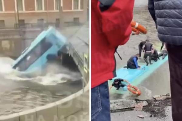 Imagini terifiante! Un autobuz plin cu oameni a căzut în râu! Cel puțin o persoană a murit / FOTO