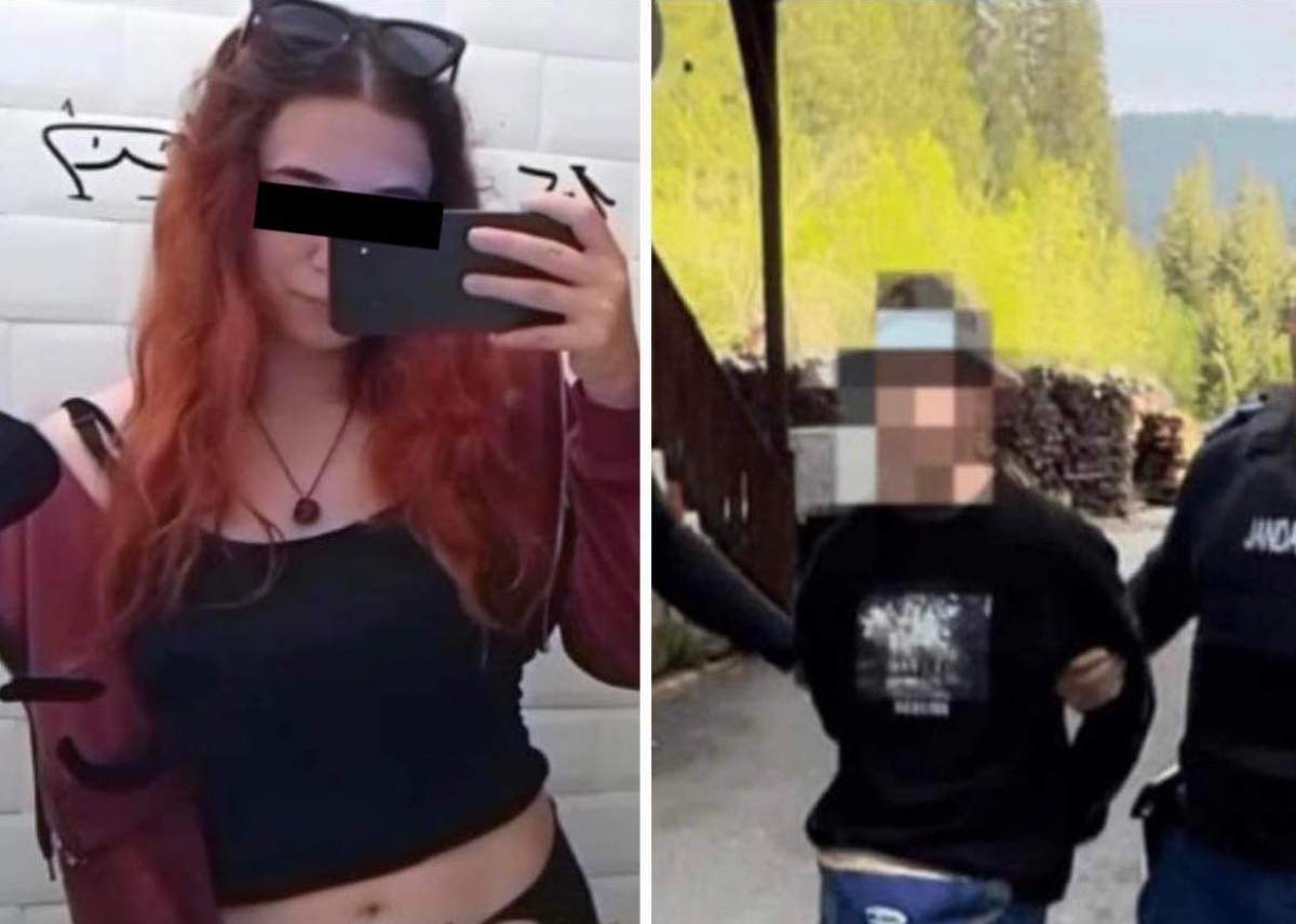 Colaj cu criminalul din Sibiu ținut de jandarmi și tânăra ucisă Colaj cu criminalul din Sibiu și tânăra ucisă