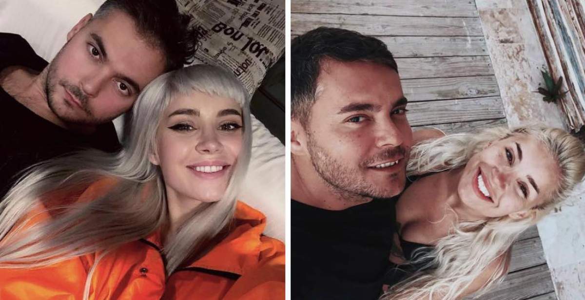 Colaj cu Alina Ceușan cu o bluză portocalie și soțul ei, Raul Tișa Colaj cu Alina Ceușan și soțul ei