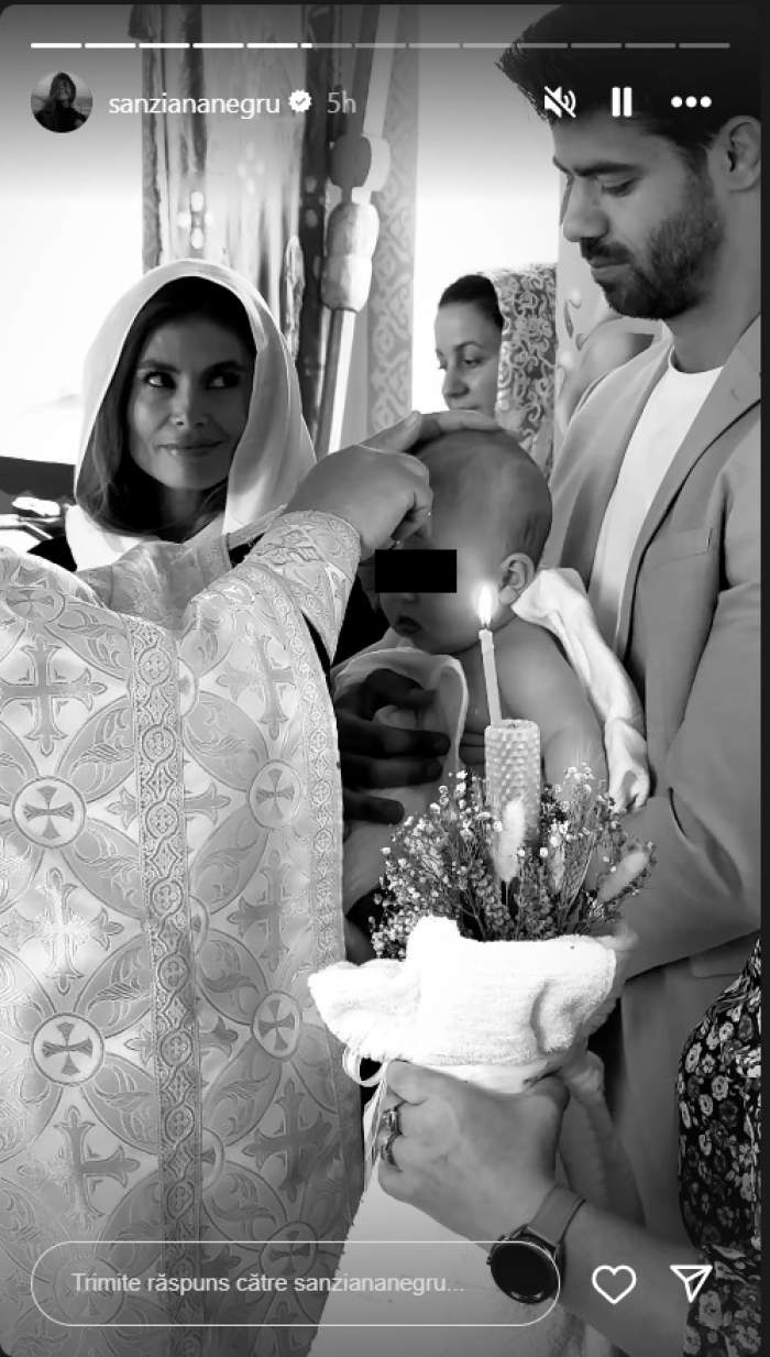 Sânziana Negru, imagini emoționante din ziua în care ea și Ștefan Floroaica au fost nași de botez. Au devenit părinți spirituali pentru o fetiță / FOTO