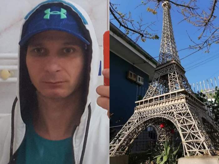 Colaj cu bărbatul ucis de bomba și turnul Eiffel