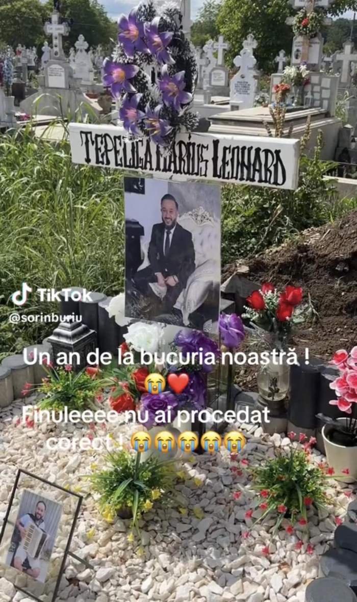 Captură de ecran de pe Tiktok cu imagini de la mormântul lui Marius Țepeligă