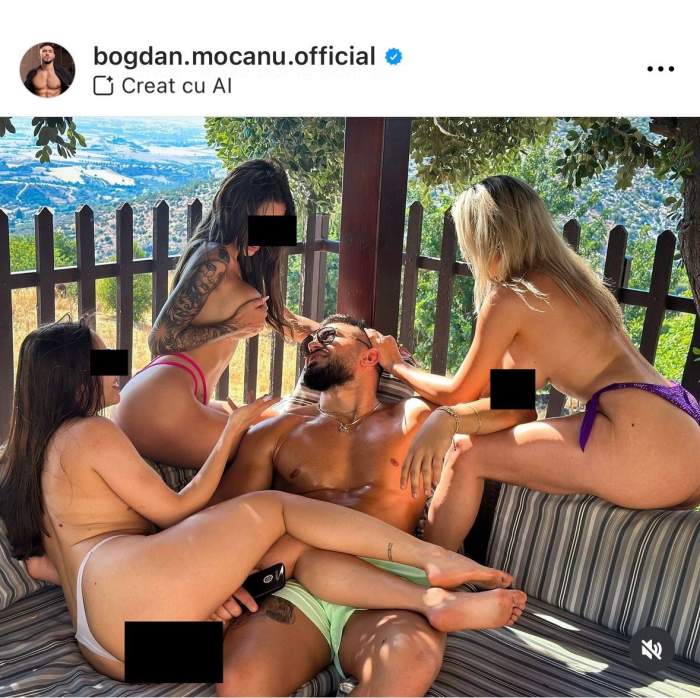 Bogdan Mocanu înconjurat de femei topless