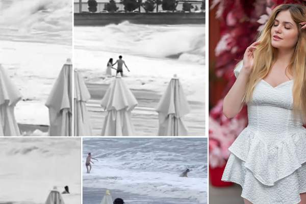 Momentul în care Diana a fost înghițită de valuri, surprins în imagini! Iubitul ei a încercat până în ultima clipă să o salveze / FOTO