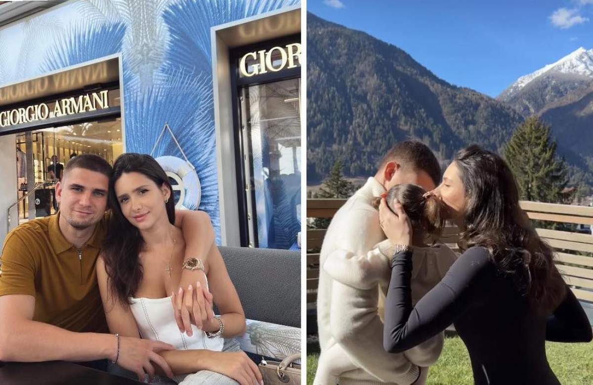 Colaj cu Crina și Răzvan Marin și fiica lor Colaj cu Crina și Răzvan Marin