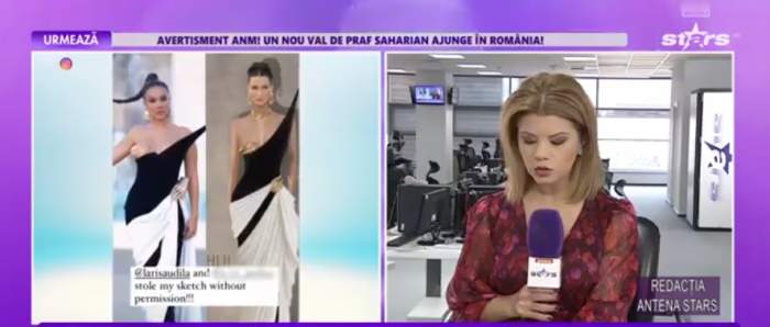 Știrile Antena Stars. Larisa Udilă, acuzată că ar fi furat schița unei rochii! Influencerița, pusă la zid de un designer: „Rușine să vă fie” / VIDEO