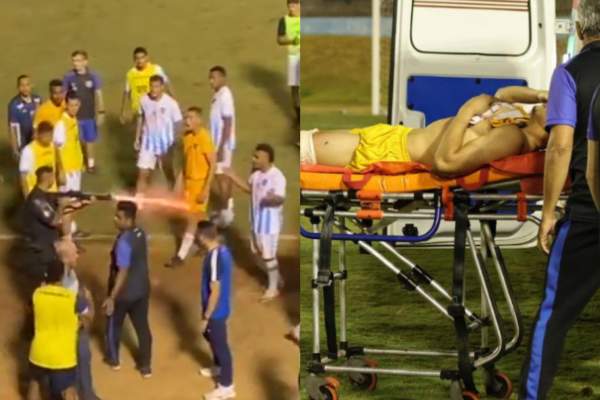 Scene de groază pe terenul de fotbal! Un jucător a fost împușcat de poliție în timpul meciului, în fața colegilor și a suporterilor | FOTO