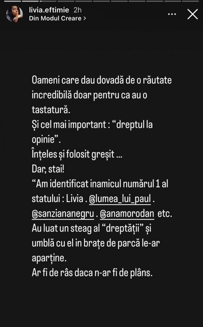 Livia, fosta soție a lui Cătălin Bordea, un nou mesaj după ce a fost pusă la zid: „Ar fi de râs dacă n-ar fi de plâns”