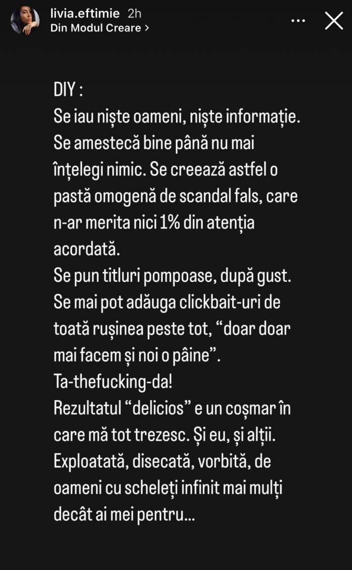 Livia, fosta soție a lui Cătălin Bordea, un nou mesaj după ce a fost pusă la zid: „Ar fi de râs dacă n-ar fi de plâns”