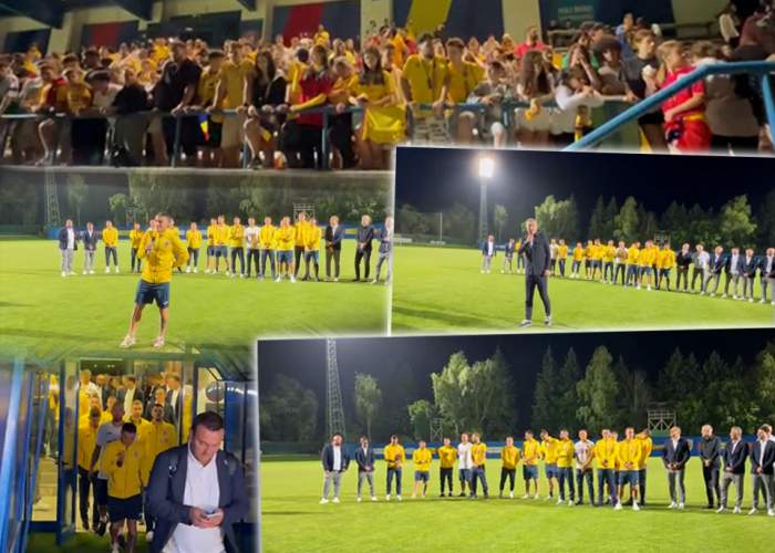 Echipa Națională de Fotbal a României a fost așteptată la Mogoșoaia. Imagini fabuloase cu suporterii la sosirea jucătorilor / VIDEO