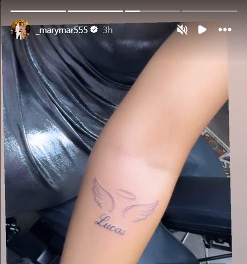 Alina Marymar, gest suprem de iubire pentru nepotul ei la două luni de când a murit Lucas. Iubita lui Tzancă Uraganu și-a tatuat numele lui / FOTO