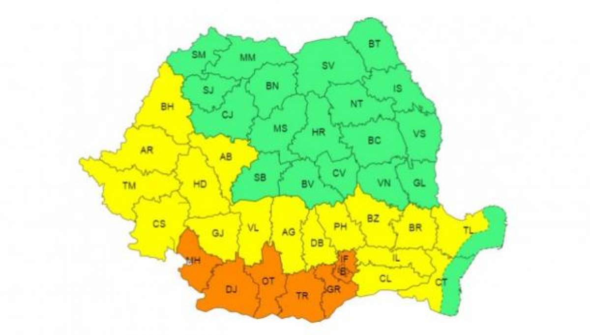 Harta României atenționare meteo