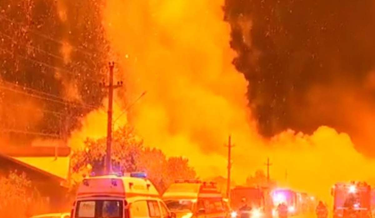 Explozia de la Crevedia, se vede o ambulanță Explozia de la Crevedia