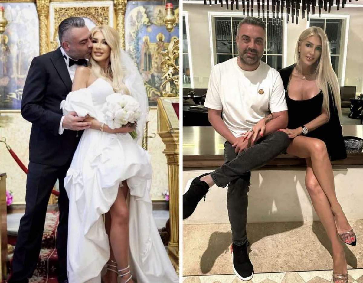 Colaj cu Alina Petre în rochie de mireasă și Bogdan Vasiliu Colaj cu Alina Petre și Bogdan Vasiliu
