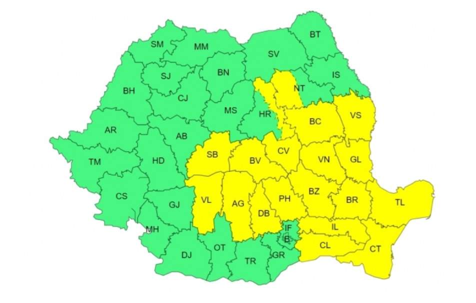 Cod portocaliu și cod galben de ploi torențiale
