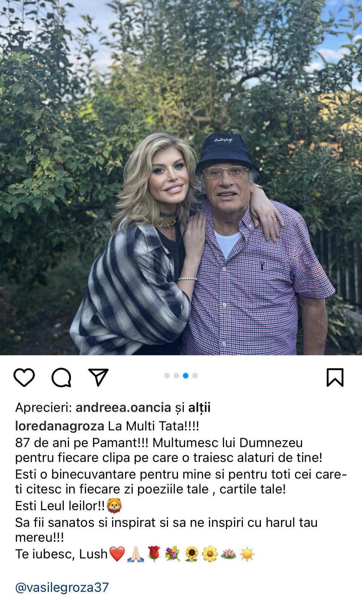 Loredana Groza își sărbătorește tatăl! Câți ani a împlinit părintele vedetei: „Mulțumesc lui Dumnezeu...” / FOTO