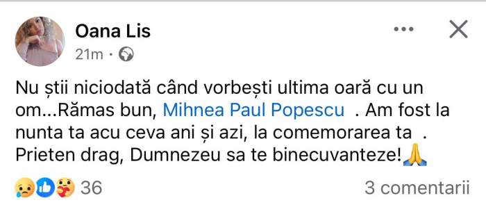 mesajul Oanei Lis