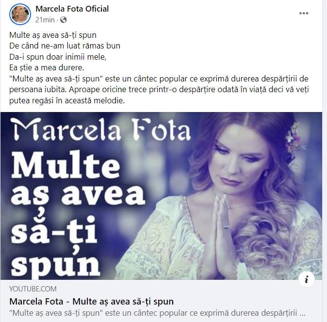 Marcela Fota, mesaj trist! Cuvintele dureroase scrise de artista de muzică populară: "Multe aș avea..."