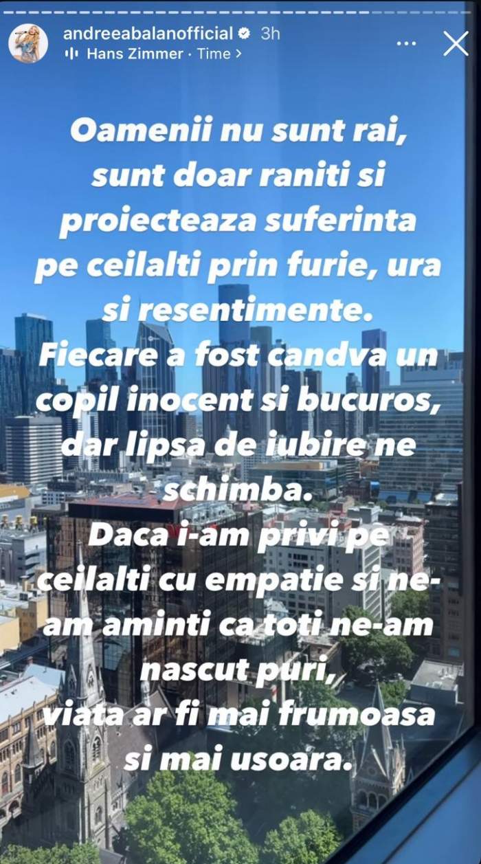 Ce spune Andreea Bălan despre oamenii răi: „Lipsa de iubire ne schimbă”. Artista a reușit să-și vindece traumele