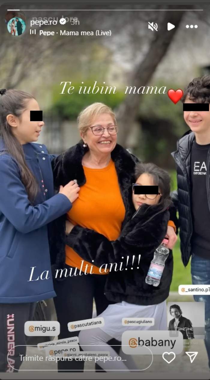 Pepe își sărbătorește mama. Oana Roman, urare emoționantă pentru Tatiana Pascu: „Datorită ție mă simt mai puțin orfană” / FOTO