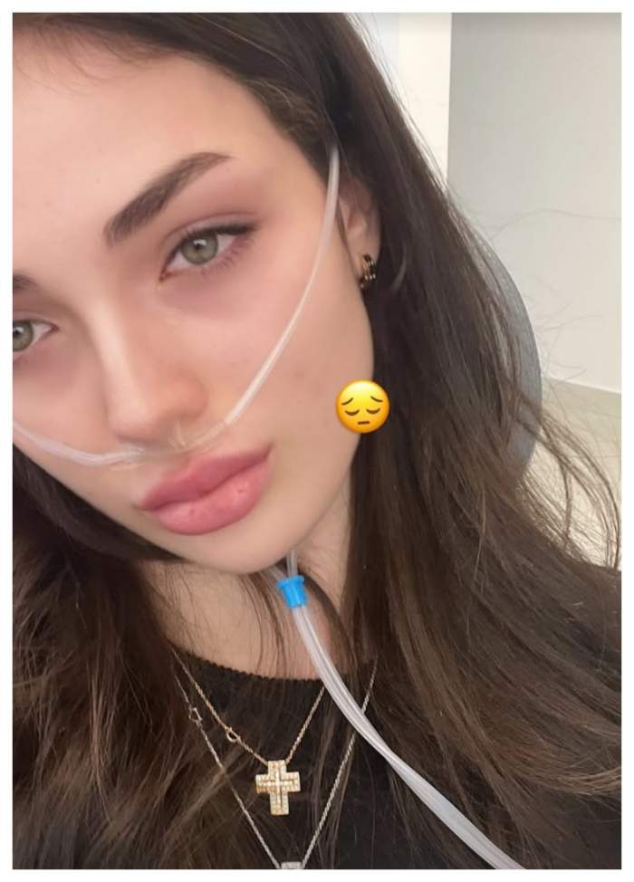 Andreea Bostanică a ajuns pe patul de spital. Influencerița s-a afișat cu perfuzia la mână / FOTO