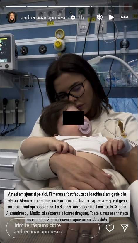 Andreea Popescu a ajuns cu unul dintre copii la spital. Cu ce probleme de sănătate se confruntă Alexie: „Nu s-a dormit aproape deloc”