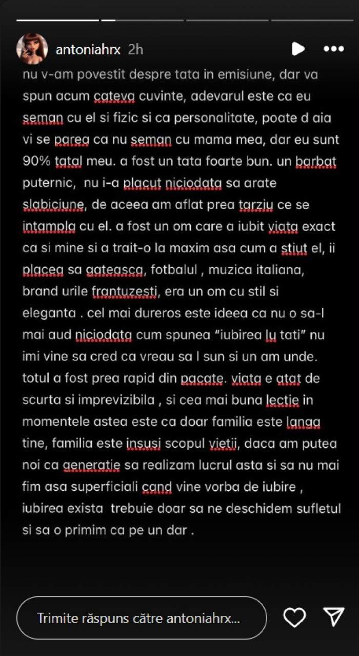 Fostă concurentă de la Mireasa, în doliu, după ce și-a pierdut tatăl. Mesajul dureros al tinerei: „Viața e atât de scurtă și imprevizibilă”