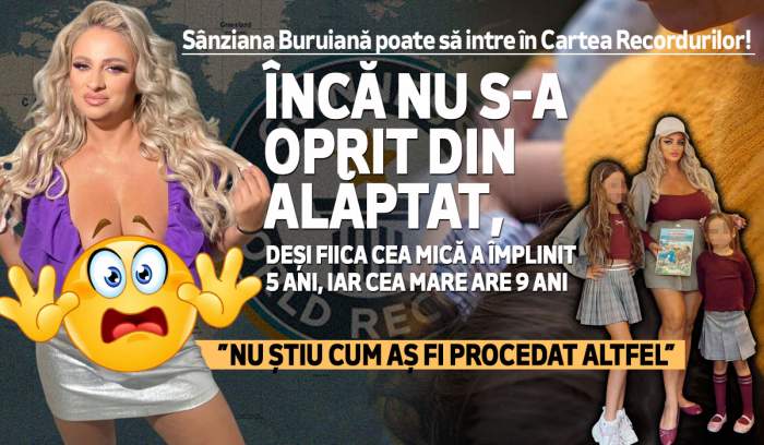 Sânziana Buruiană poate să intre în Cartea Recordurilor! Încă nu s-a oprit din alăptat, deși fiica cea mică a împlinit 5 ani, iar cea mare are 9 ani. ”Nu știu cum aș fi procedat altfel”