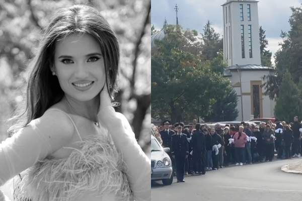 Imagini sfâșietoare! Mădălina, tânăra care a murit după ce a născut la un spital privat, condusă pe ultimul drum. A fost înmormântată cu onoruri militare