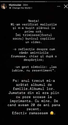Tily Niculae, impresionată de gesturile făcute de fostul ei socru. Cum a surprins-o bărbatul: “M-a bușit plânsul…”