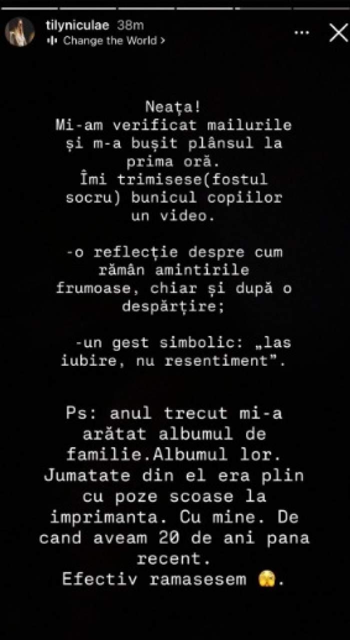 Tily Niculae, impresionată de gesturile făcute de fostul ei socru. Cum a surprins-o bărbatul: “M-a bușit plânsul…”
