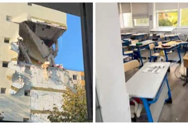 Cum arată acum Liceul Bolintineanu, după ce a fost afectat de explozia de pe Calea Rahovei. Geamurile de la sălile de clasă au fost sparte. Imagini din interior