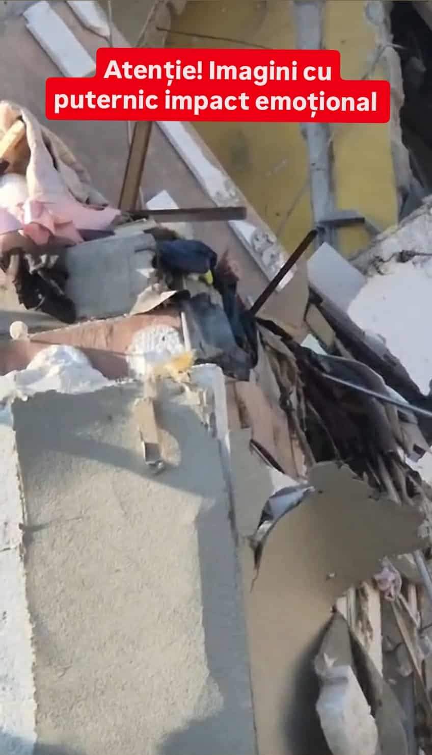 Scene tulburătoare de la explozia din Rahova: un bărbat a fost prins sub dărâmături. Așteaptă cu disperare să fie salvat