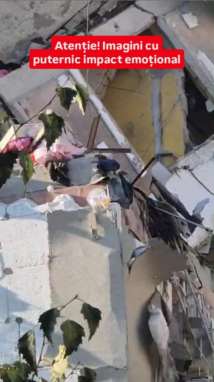 Scene tulburătoare de la explozia din Rahova: un bărbat a fost prins sub dărâmături. Așteaptă cu disperare să fie salvat