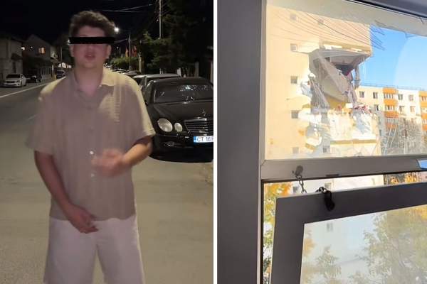 Elevul care a stat fix lângă fereastra distrusă în urma exploziei din cartierul Rahova. A scăpat fără nicio rană