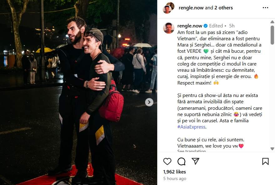 Mesajul lui Emil Rengle după ce a scăpat de eliminare, la Asia Express. Ce a transmis concurentul: "Cu bune și cu rele..."