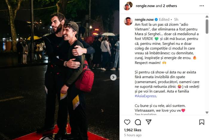 Mesajul lui Emil Rengle după ce a scăpat de eliminare, la Asia Express. Ce a transmis concurentul: "Cu bune și cu rele..."