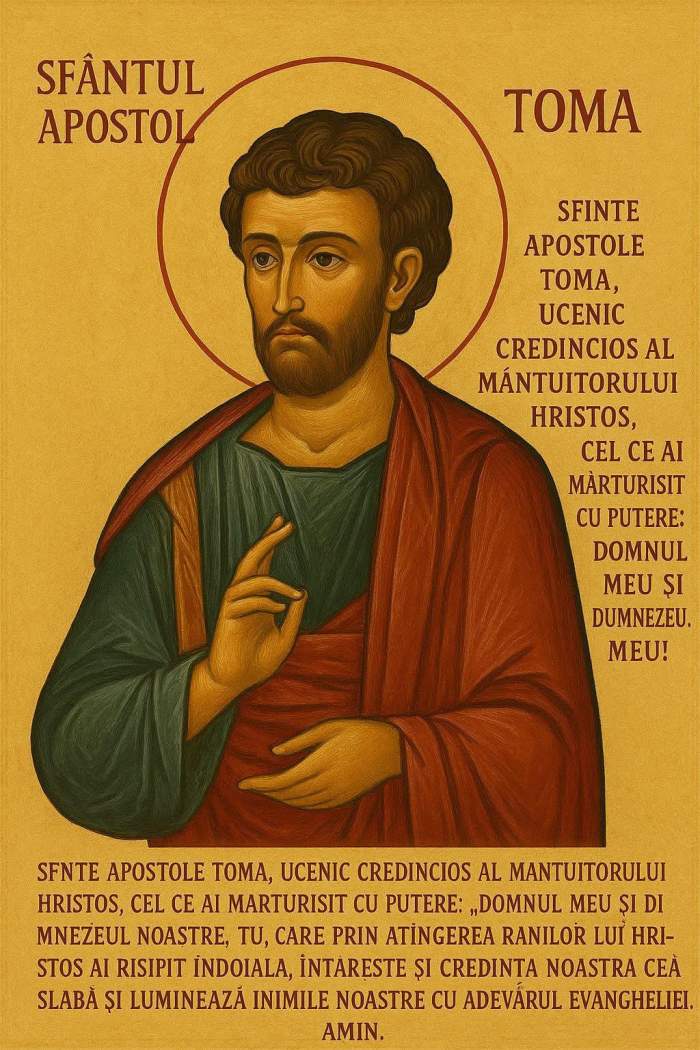Cine a fost Sfântul Toma, ocrotitorul întârziaților. Este prăznuit pe 6 octombrie în calendarul creștin ortodox