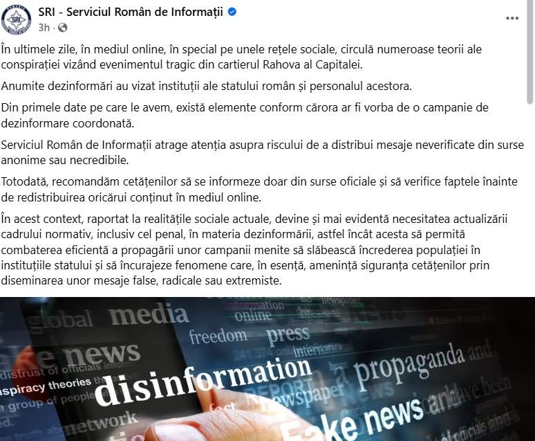 SRI intervine în cazul evenimentului tragic din cartierul Rahova al Capitalei. Ce au transmis oficialii