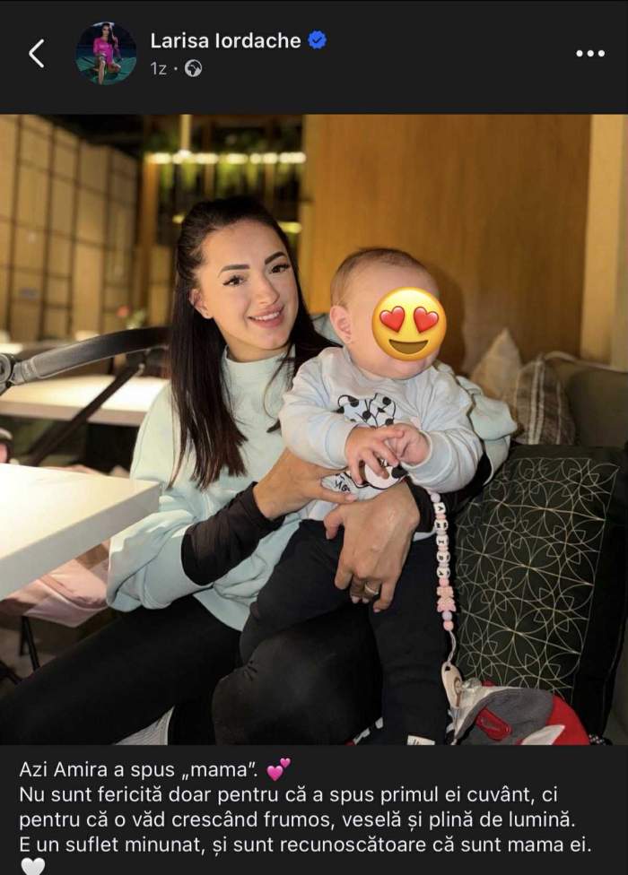 Zi importantă pentru Larisa Iordache! Fiica ei a spus primul cuvânt: "Sunt recunoscătoare" 