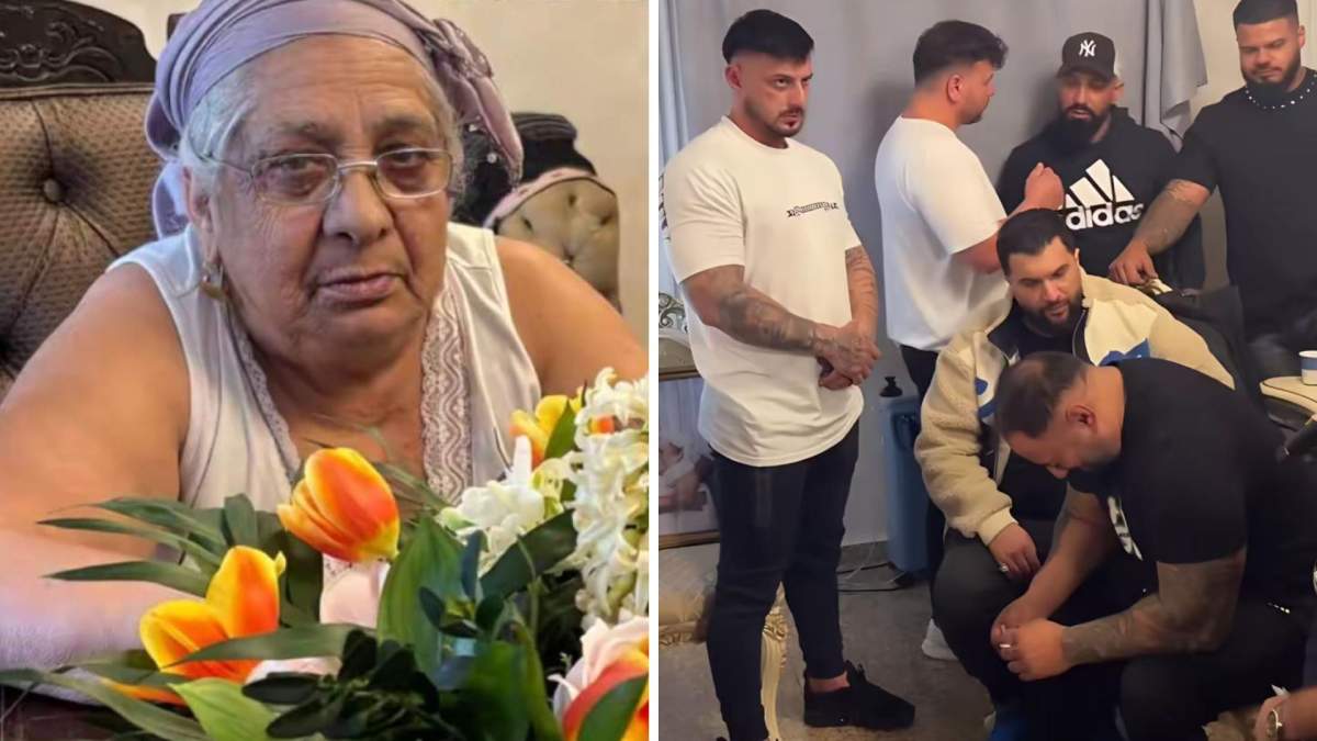 Grațian Pian, sfâșiat Grațian Pian, distrus de durere, la priveghiul mamei sale. Tzanca Uraganu și Miraj Tzunami, prezenți