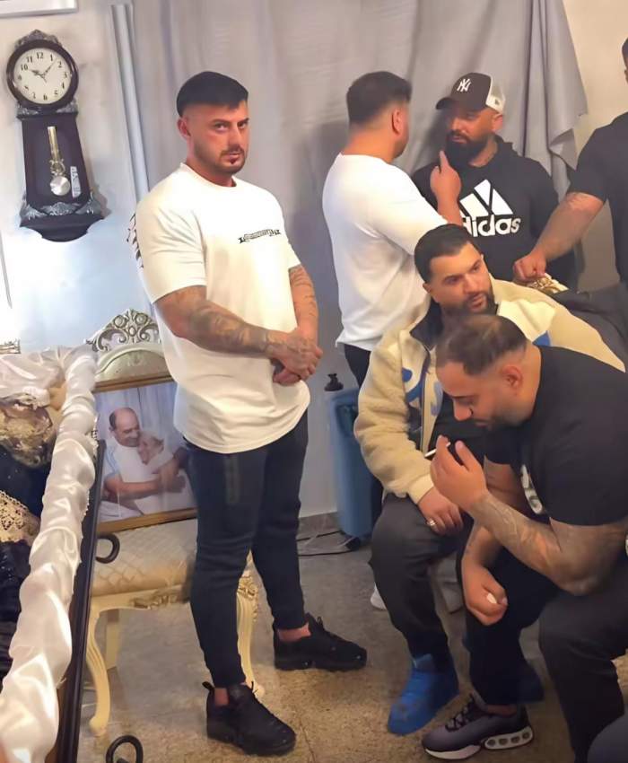 Grațian Pian, distrus de durere, la priveghiul mamei sale. Tzanca Uraganu și Miraj Tzunami, prezenți