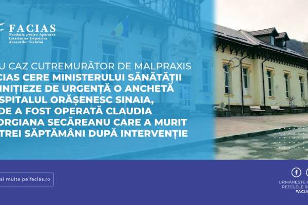 Tânără mamă moartă după o operație banală. FACIAS cere anchetă urgentă la Spitalul Orășenesc Sinaia