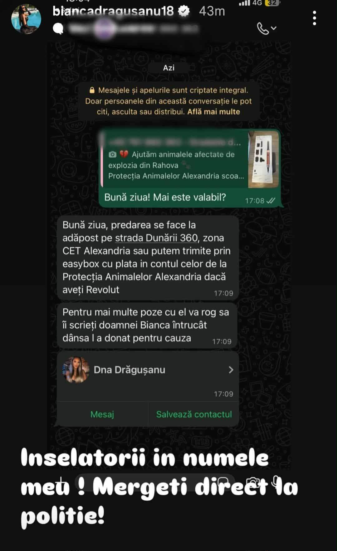 mesajul Biancăi Drăgușanu