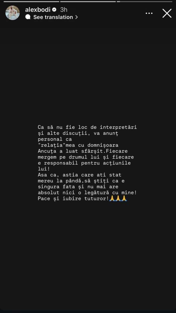 mesajul lui Alex Bodi