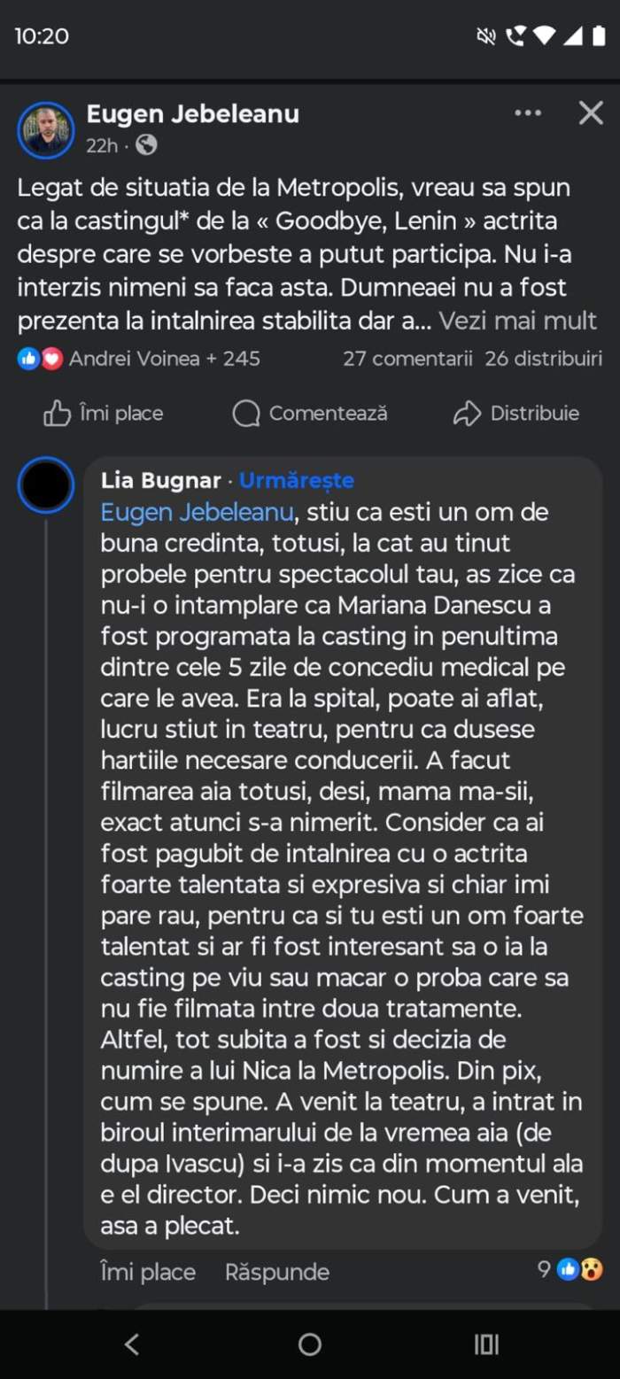 Lia Bugnar sare in ajutorul Marianei Danescu