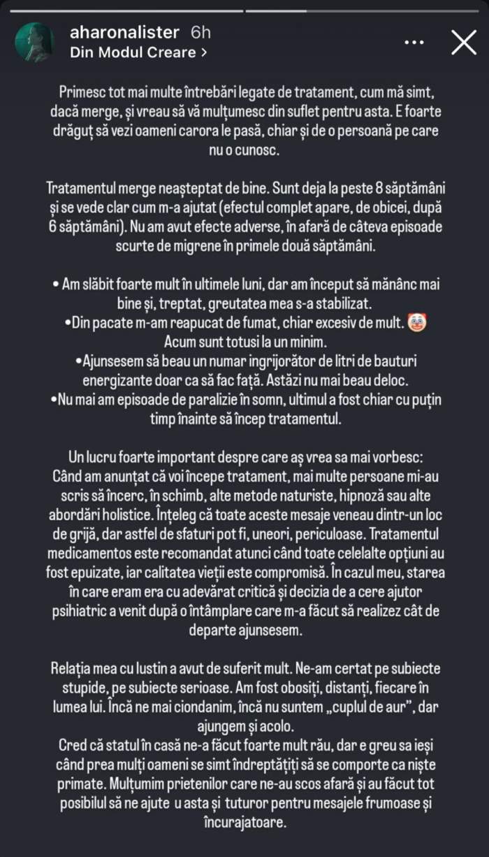 Cum decurge tratamentul iubitei lui Iustin Petrescu. Hara a apelat la ajutorul unui psihiatru